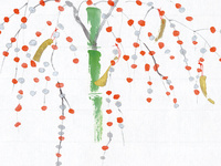 中村左洲　正月掛　鼠に餅花 おそなえドリ 鏡餅 木工房 千舟 通販 7816972｜Creema(クリーマ)