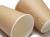 紙コップ 紙コップ 断熱エンボス加工 SMP-340E クラフト柄 | 紙コップ