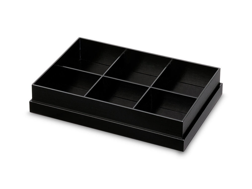紙製折箱 黒紬6ケ仕切 中画像