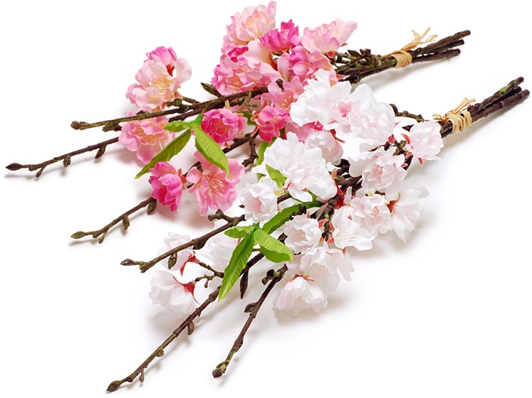 ディスプレイ造花「桜バンチ3本セット」手前：ライトピンク、奥：ピンク