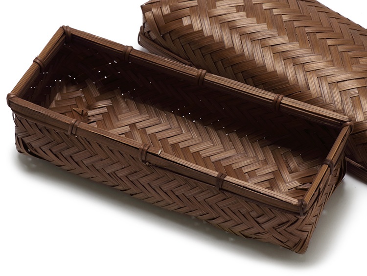 「竹籠 茶染あじろ容器 細」商品紹介画像