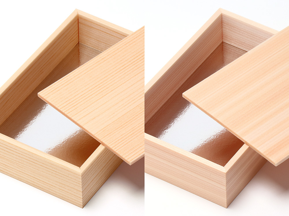 これまでの製品と、新タイプのみずきを寿司折１合で比較した画像