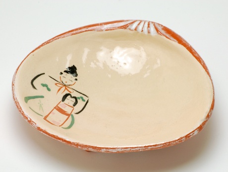 三つ足雛絵付銘々皿（島荷平作）