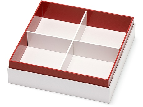 八掛印籠 白金 本体 に 紙製仕切 真白 深型十字 を合わせた画像