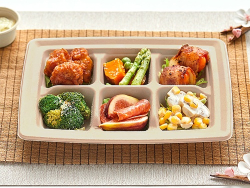 00-15109-032 SBTパルプ ６区切トレイ 透明蓋セット の使用イメージ