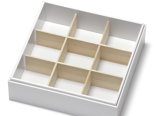 00-15802-744 紙のお重 真白印籠 6.5寸 本体 に00-11880-058 木製仕切 桐 深型９ケ 6.5寸用 をセット