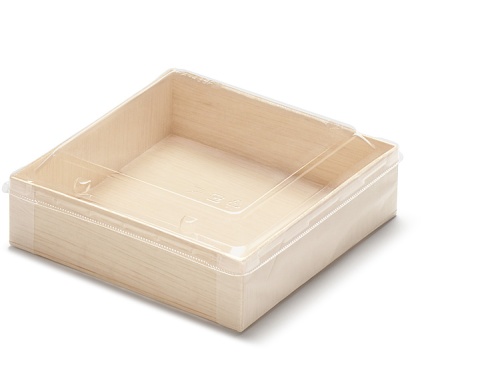 00-11123-267 エコウッド（ワンタッチタイプ）FD正方形 本体に00-11123-057 エコウッド透明高蓋 正方形用で蓋をした画像