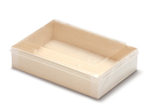 00-11123-261 エコウッド（ワンタッチタイプ）FD1合 本体に00-11123-064 エコウッド透明高蓋 1合用で蓋をした画像