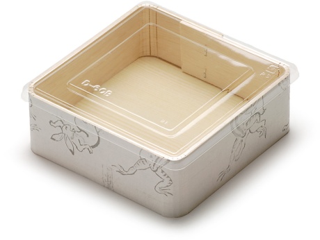 00-11104-202 木製折箱 紙貼折 高山寺4.5寸深 透明蓋付