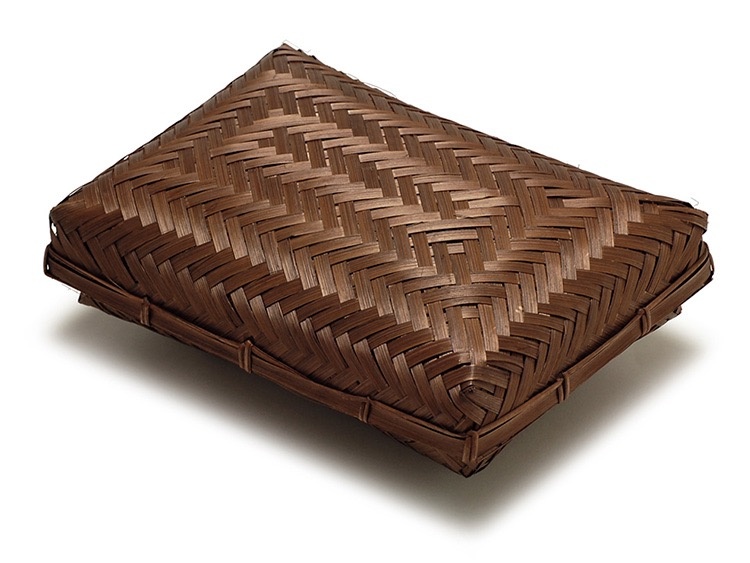 00-14103-418 竹籠 茶染あじろ容器 長角