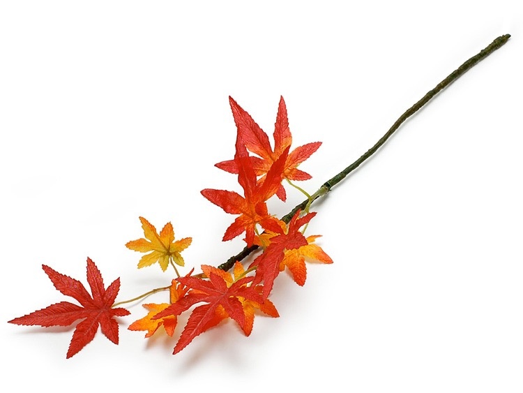 00-18502-179 造花 モミジ小枝 レッドオレンジ