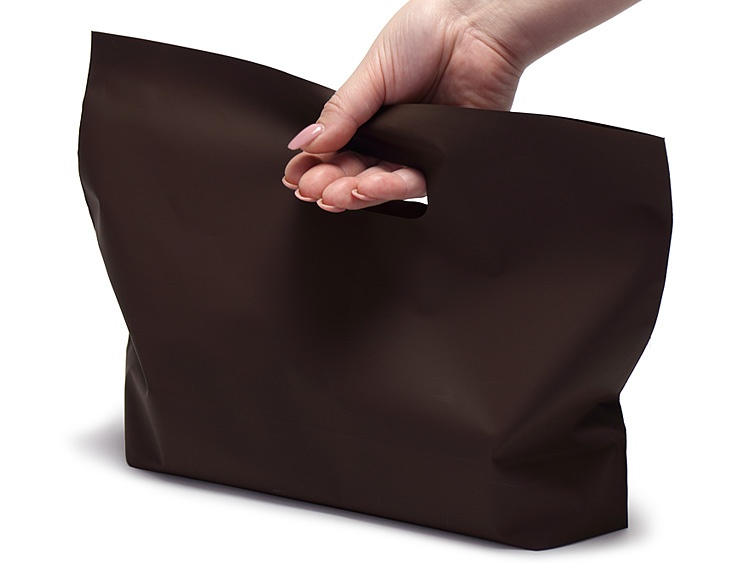 00-13411-013 P製小判抜手提袋 KT-9 マットブラウン（大）