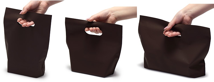 00-13411-011 P製小判抜手提袋 KT-7 マットブラウン（小）サイズ：幅200×底ガゼット80×高さ250mm、00-13411-012 P製小判抜手提袋 KT-8 マットブラウン（中）サイズ：幅240×底ガゼット90×高さ215mm、00-13411-013 P製小判抜手提袋 KT-9 マットブラウン（大）サイズ：幅320×底ガゼット90×高さ215mm