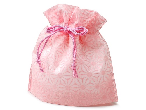 00-15310-205 土佐和紙巾着袋 麻の葉 ピンク