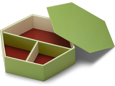 00-12114-470 ユニ折箱 色かさね 六角弁当 抹茶