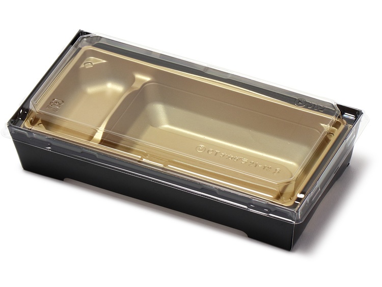 00-15107-021 紙容器 SKS302 黒 金中皿・透明蓋セット