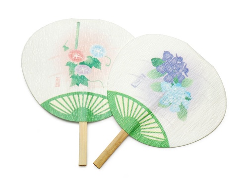 00-18501-481 ミニうちわ 紫陽花／朝顔【包】（65×約80mm）