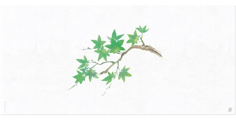 07-18300-305 掛紙中 青もみじ 新（383×178mm）