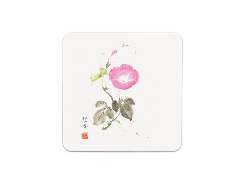 00-15407-006 紙製コースター 角型 輝 朝顔（90×90mm）