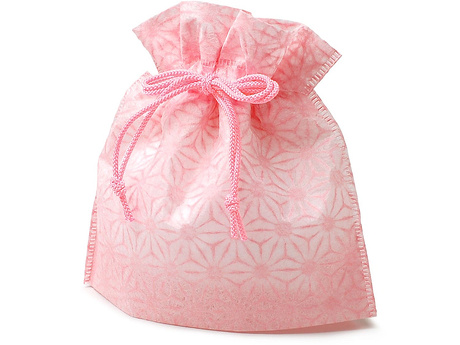 土佐和紙巾着袋 麻の葉 ピンク