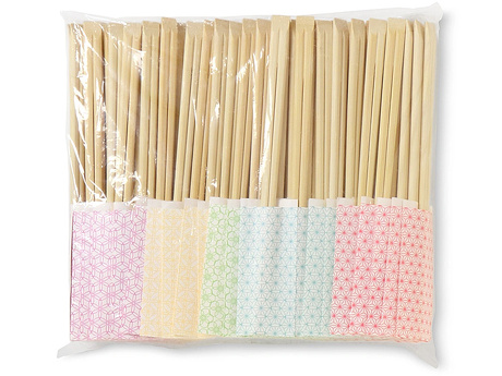 00-11303-038 割箸 竹天削先細21cm HANA５色 箸袋セット