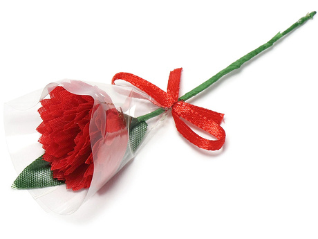 00-13603-309 ミニ造花 カーネーション 赤 フィルム付