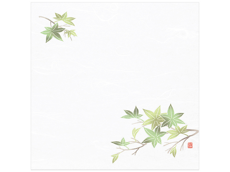 00-18404-142 敷紙耐油天紙 雲流彩花 5寸 緑もみじ（150×150mm）