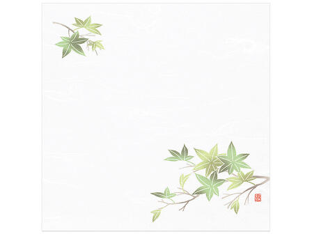 00-18404-142 敷紙耐油天紙 雲流彩花 5寸 緑もみじ(150×150mm)
