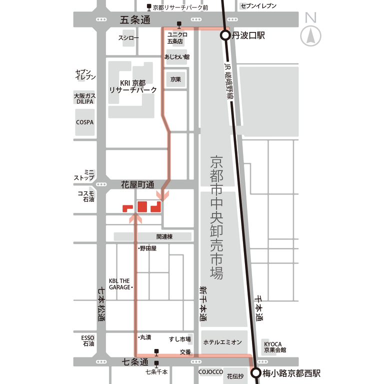 京朱雀道具町勝藤屋アクセスマップ