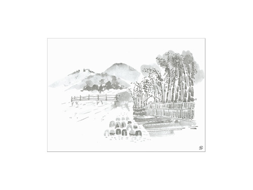 掛紙小  墨絵 嵐山画像