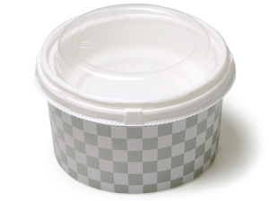 紙製カップ容器 RK-140-790 チェック白 本体・中皿セット画像