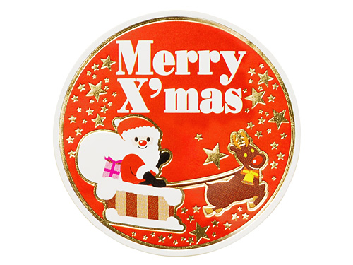 クリスマスシール Merry X'mas 赤サンタ画像
