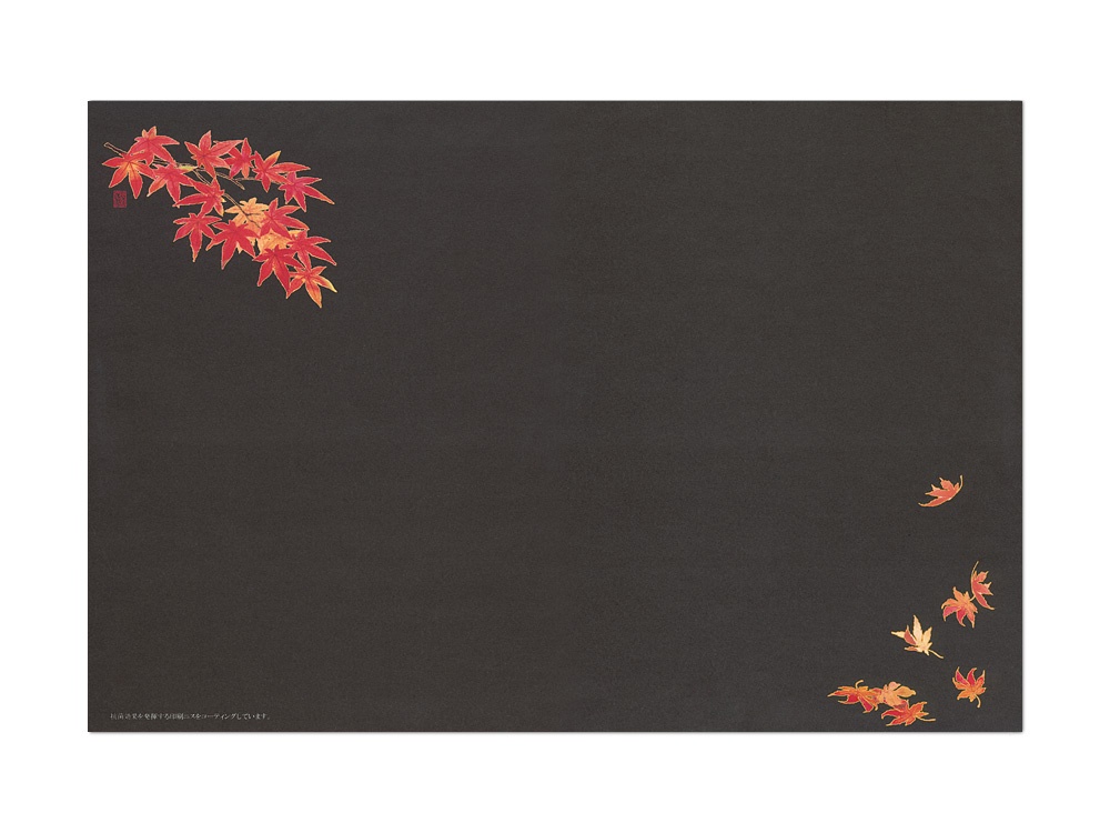 テーブルマット 幽玄の華 黒 尺三 赤もみじ画像
